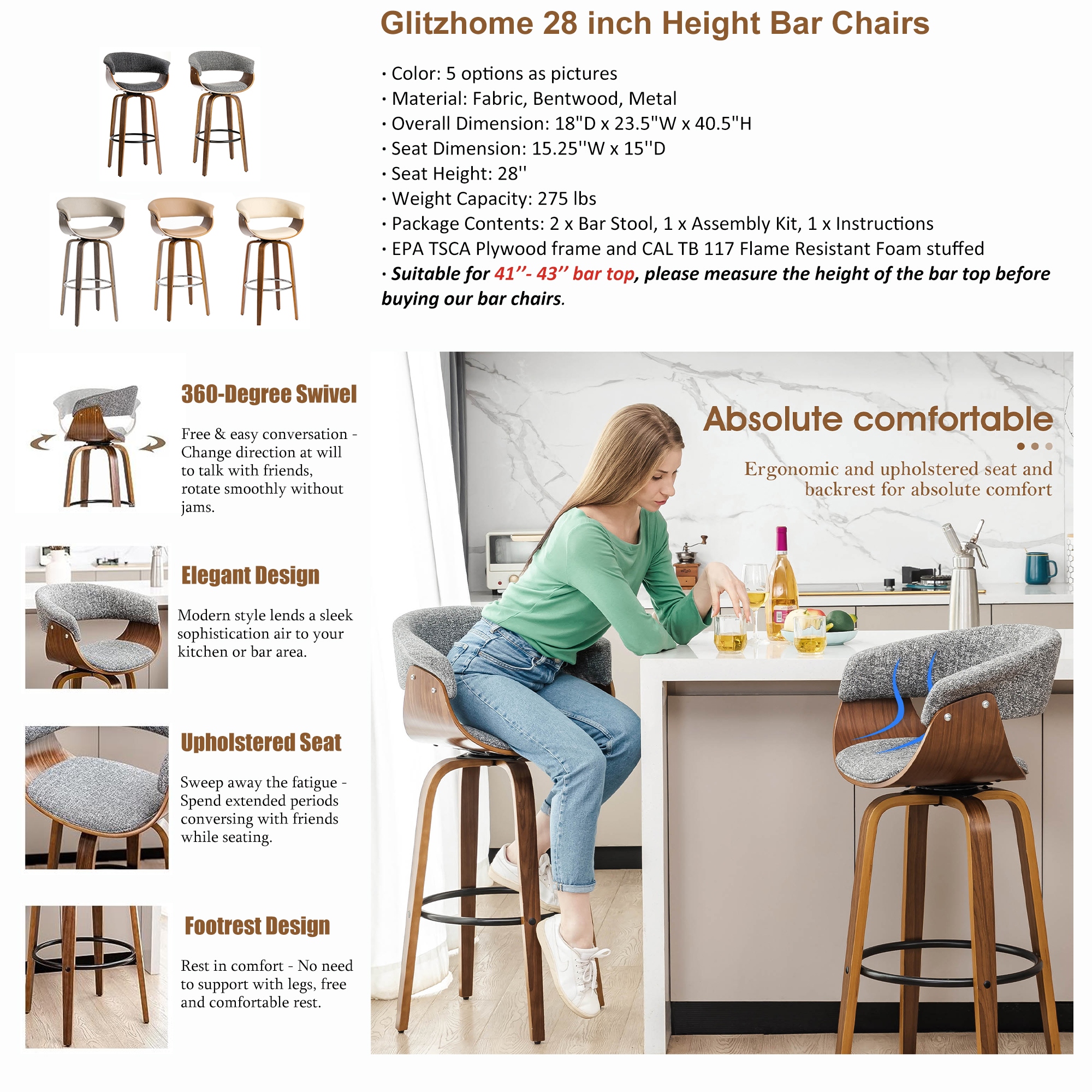 40 inch seat height bar 2025 stools