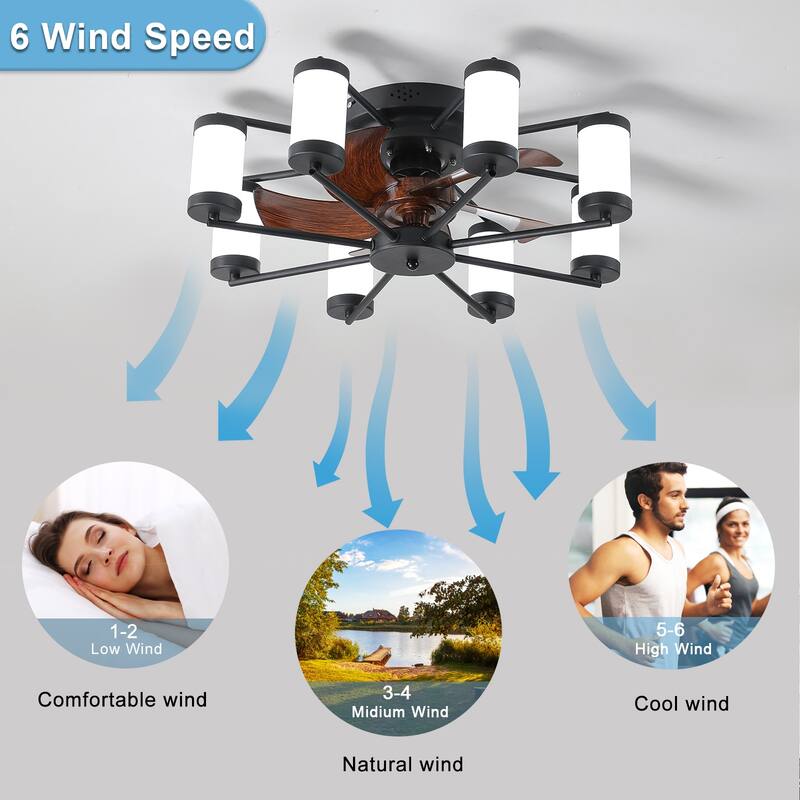 Modern Ceiling Fan Light with 5 Blades and Remote Control, Cylindrical Fixture for Bedroom and Living Room