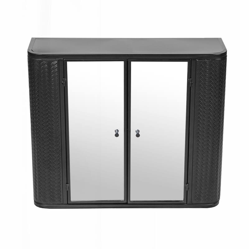 Versatile Wall-Mounted Bathroom Cabinet with Mirrored Doors and Open Shelf for Efficient Storage