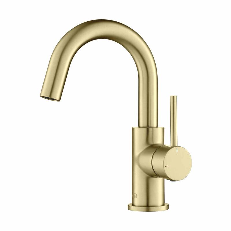 Circular Single Handle High-Arc Bathroom Sink Faucet with Pop Up Drain - Brushed Gold