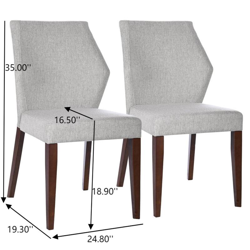 GDFStudio - Luca Modern Upholstered Fabric Dining Chair with Solid Wood Frame & Padded Back, Set of 2 - 25"