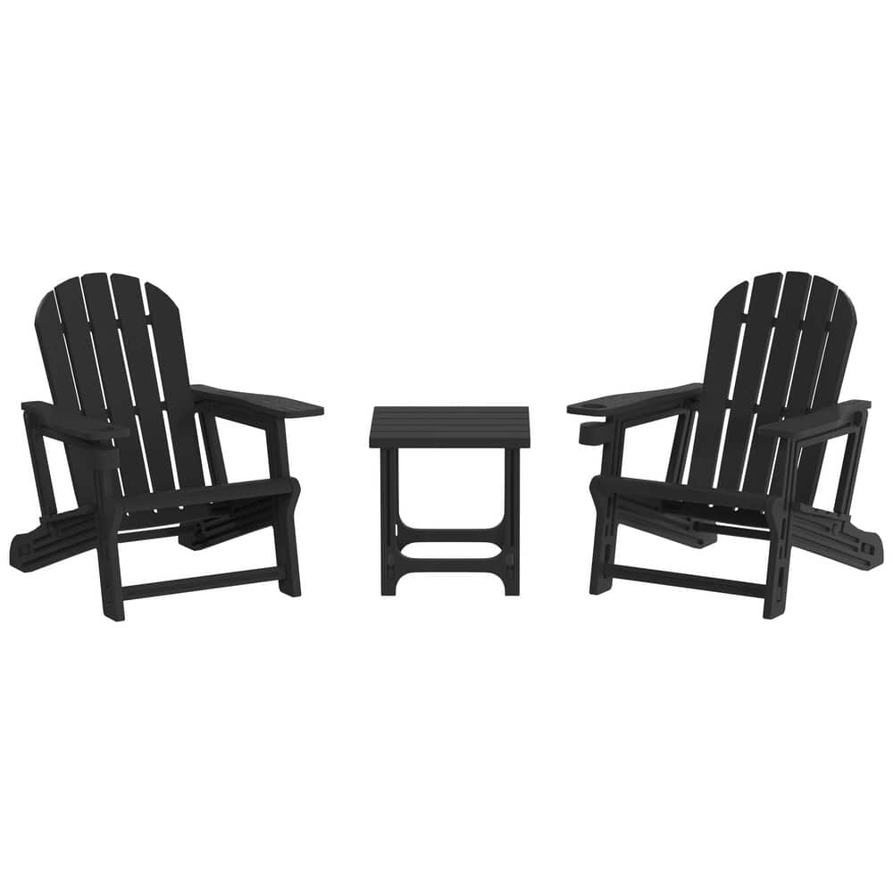 Coastline Outdoor Poly 3-Piece Set Adirondack Chair with Side Table
