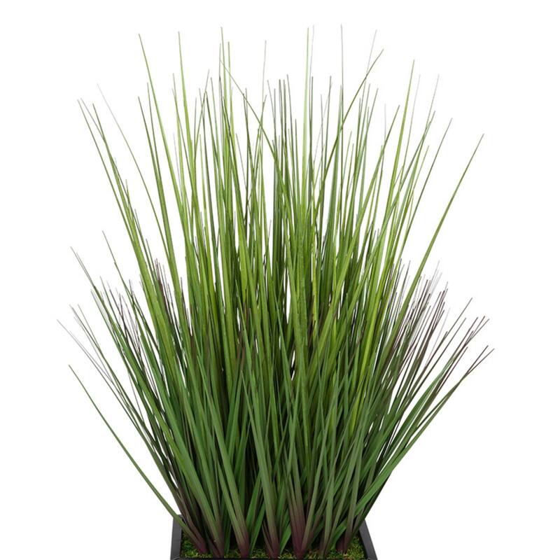 Faux PVC Grass in Medium Rectangle Zinc Vase