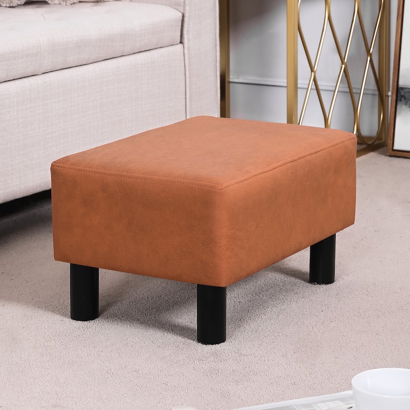 Adeco Footstool Ottoman Faux Leather Foot Rest Stool