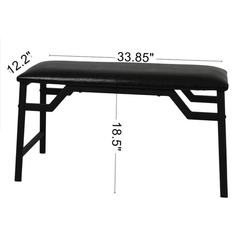 4-Piece Dining Table Set with Bench and 2 PU Leather Chairs, Space-Saving Kitchen Table Set for Small Spaces and Dining Room