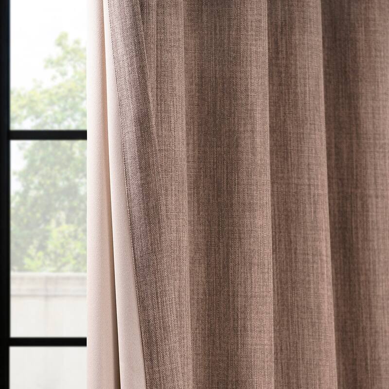 Exclusive Fabrics Grommet Textured Faux Linen Room Darkening Curtains for Bedroom & Living Room Curtains (1 Panel)