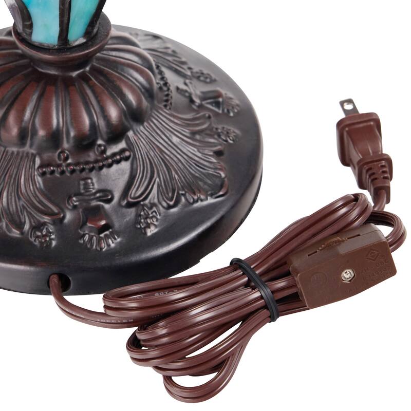 River of Goods Double Lit Stained Glass 24-Inch Table Lamp - 17" x 17" x 24"