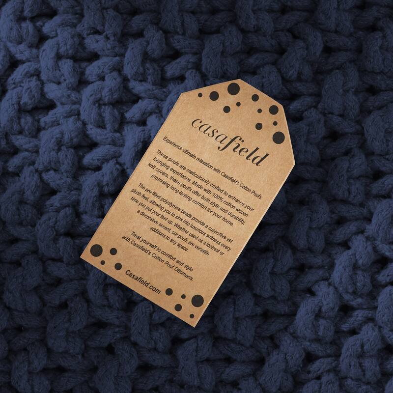 Cotton Pouf Ottomans Knit Foot Stool Pouffes for Living Room