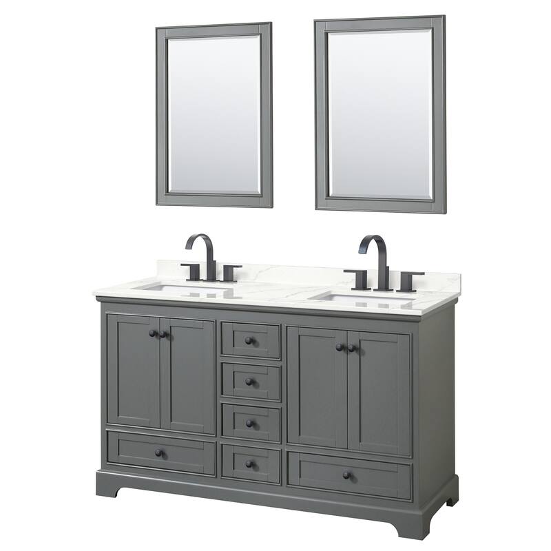 Wyndham Collection WCS202060D-QTZ-US3M24 Deborah 60" Free Standing - Dark Gray / Giotto Quartz Top / Matte Black
