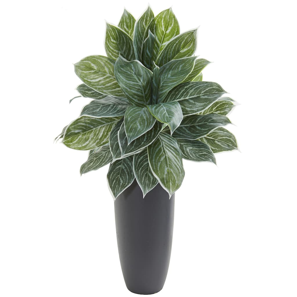Artificial Plant Indoor Decor, Vintage Green Leaves & Planter, 33" Tropical Home Accent - 37