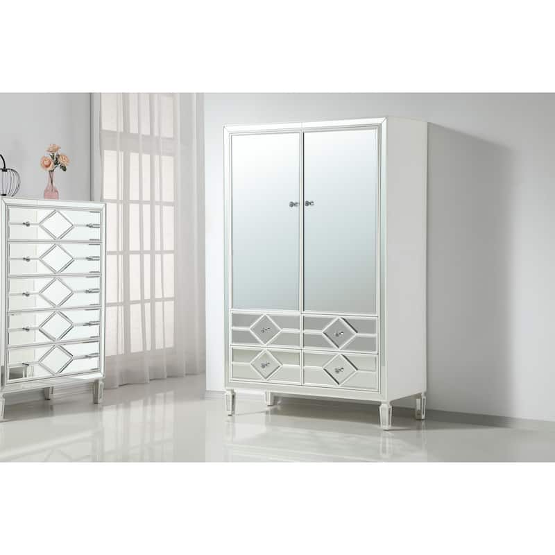Mirrored Armoire with Drawers