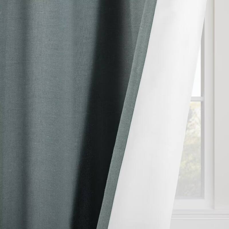 Linen Slub Blackout Grommet Curtain Pair(2 Panels)