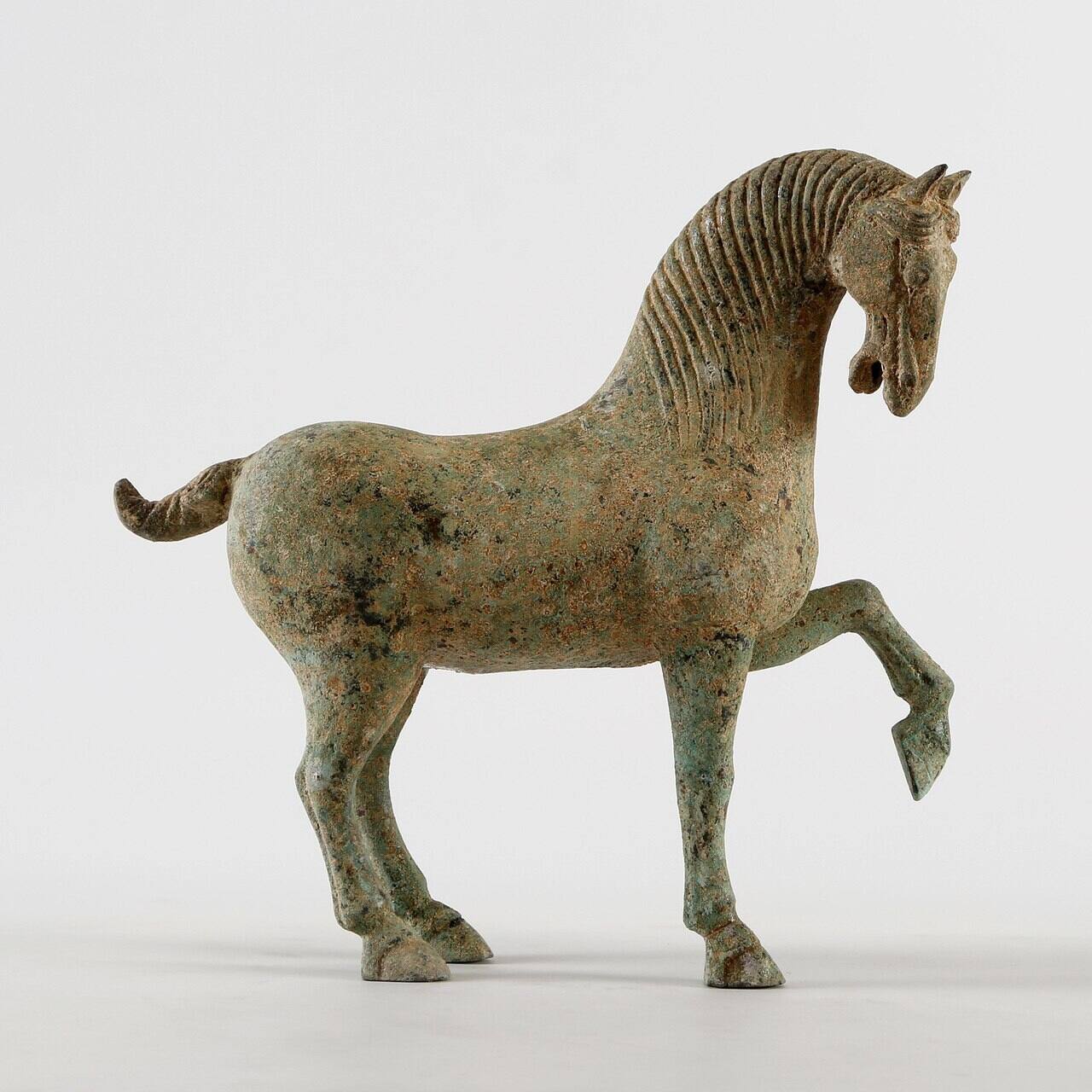 Artissance Bronze Hoof Up Horse Statue, Bronze Green Finish Bed Bath