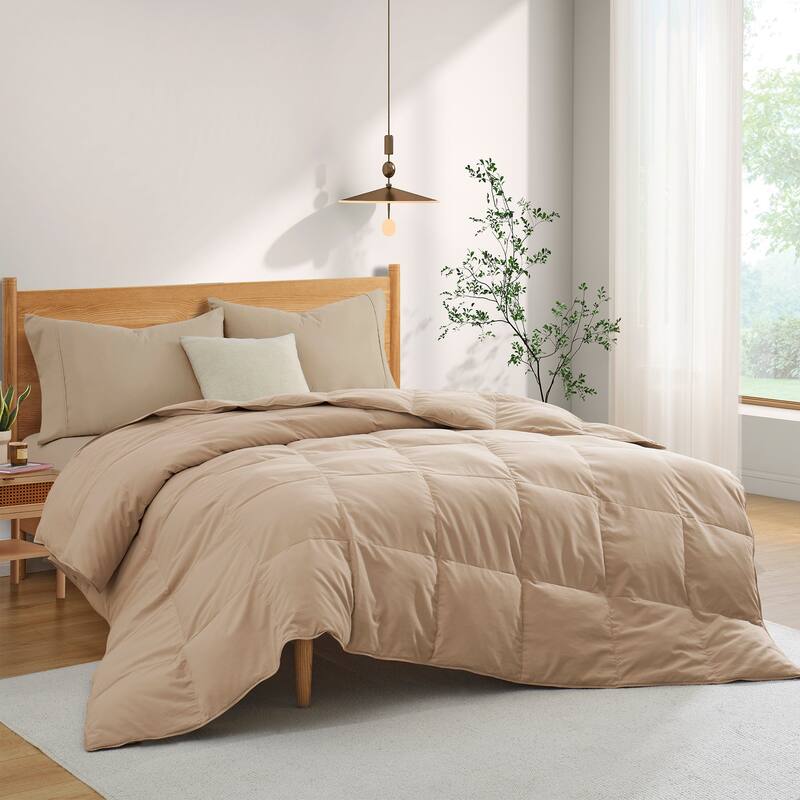 Lightweight & Year-round White Goose Down Duvet Comforter-Ginger Root - Twin - Light warmth