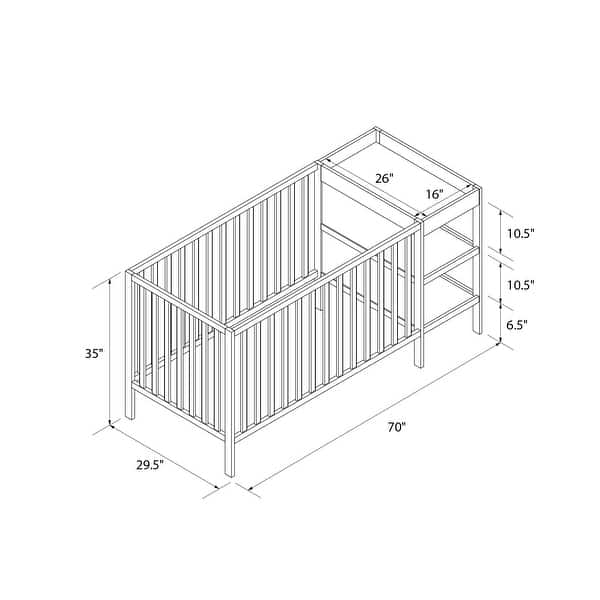 dimension image slide 0 of 2, Ema 3-in-1 Convertible Crib & Changer Combo