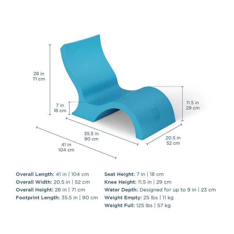 Ledge Lounger - Signature Lowback Chair - for in-Pool or On-Deck Use - Water Depths 0-9" - Set of 2