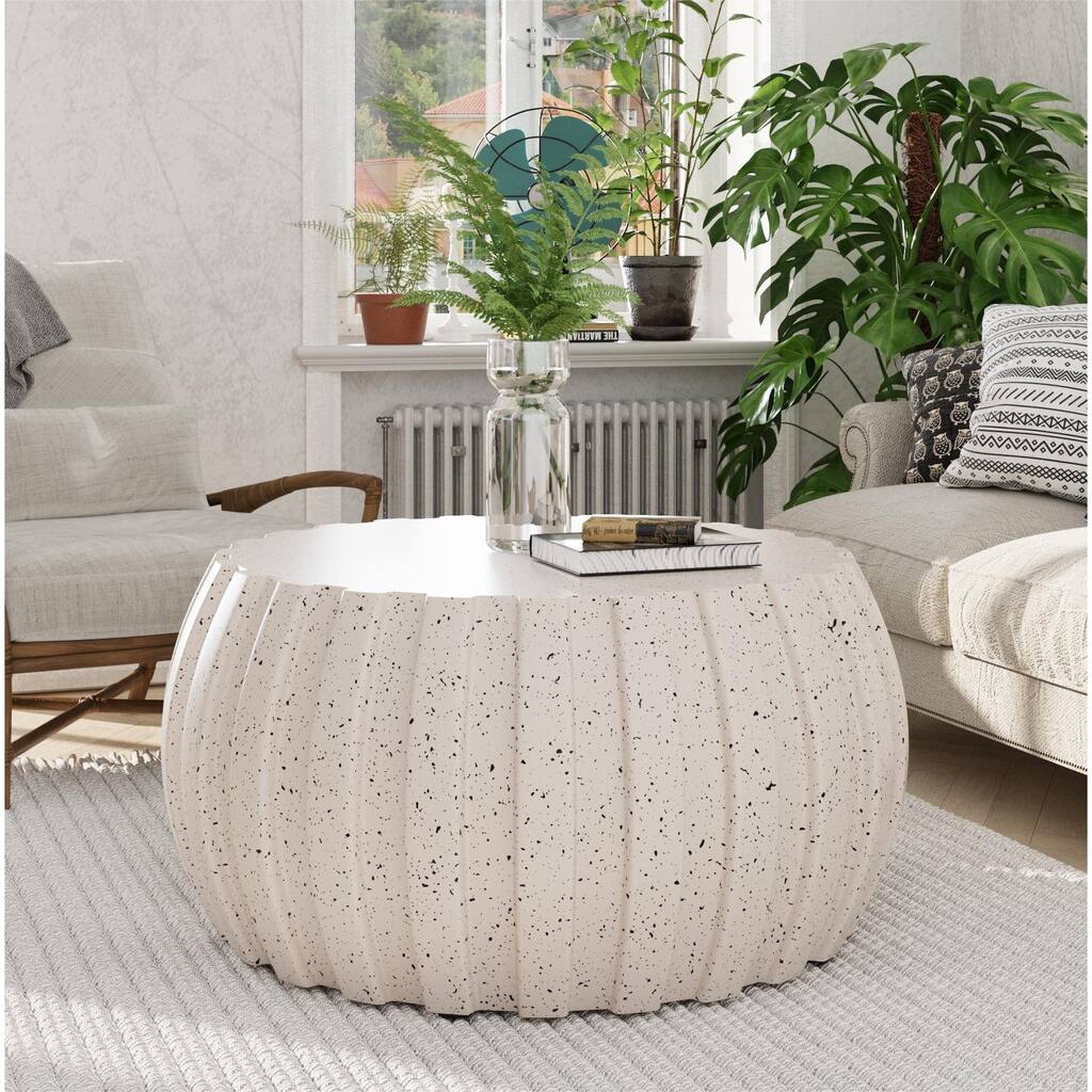 35.43" Waterproof Coffee Table with MgO Cement for Indoor & Outdoor Use