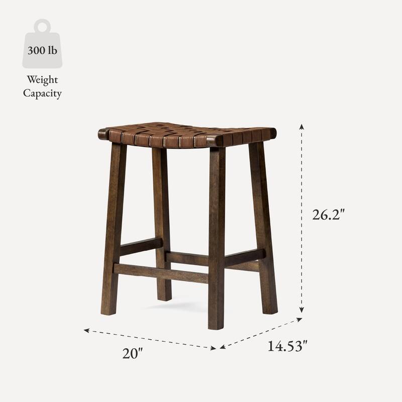 Maven Lane Noah Backless Kitchen Dining Stool with Vegan Leather