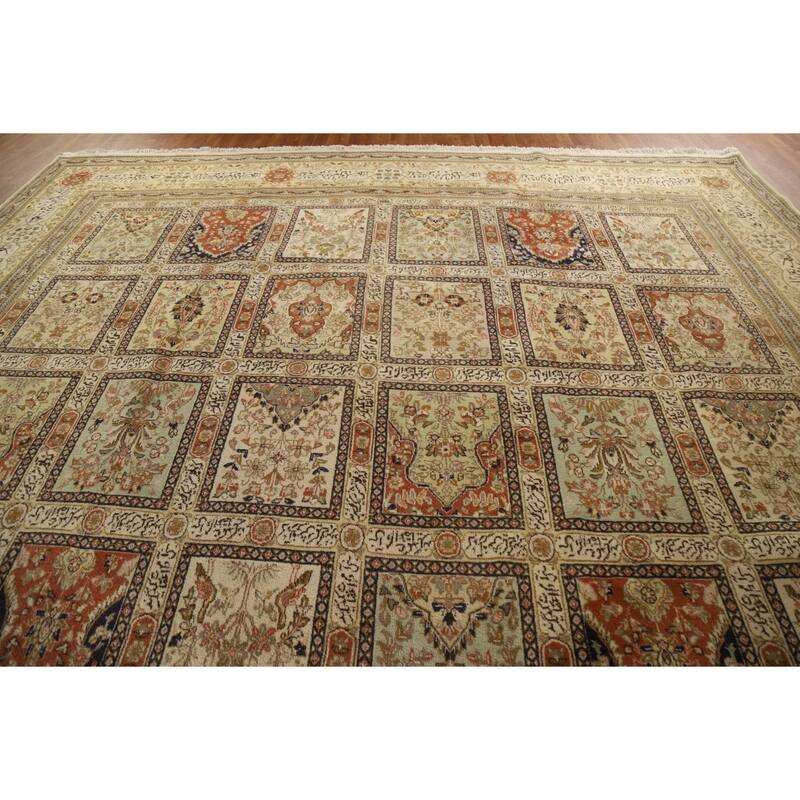 Hand Knotted Oriental 100% Wool Carpet Traditional All-Over Beige & Ivories Tabriz Area Rug - 18' 2'' X 13' 1''