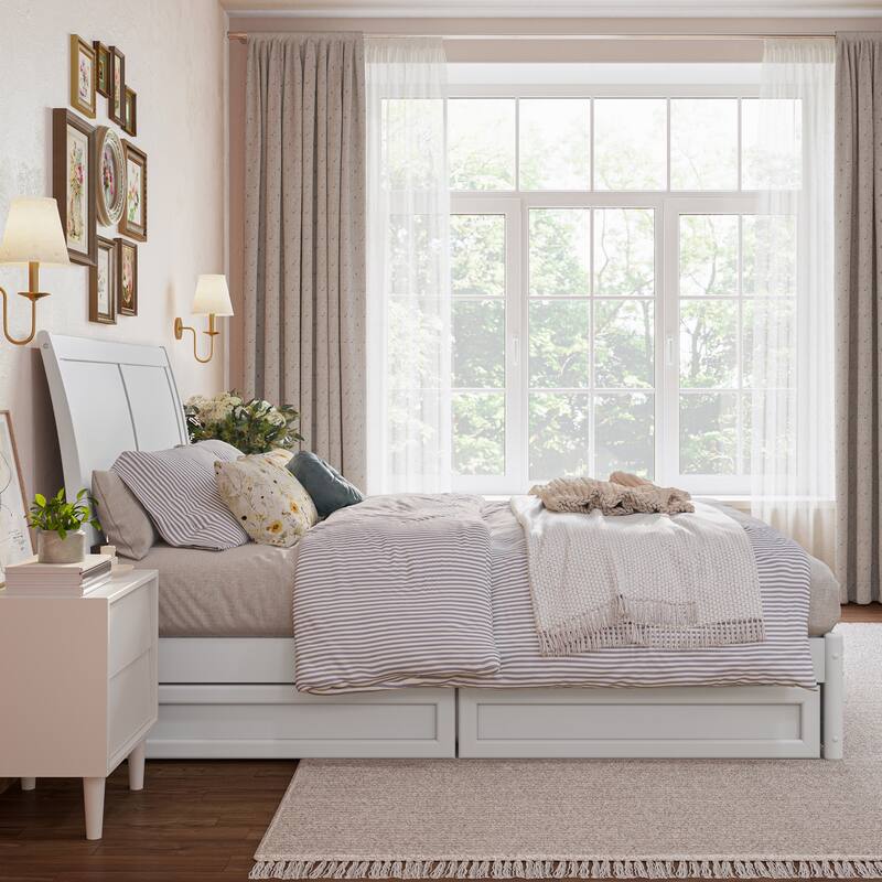 Andorra Platform Bed with Panel Footboard and Storage Drawers