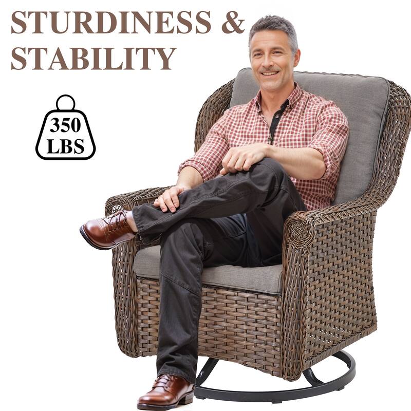 2 Piece Outdoor Swivel Chairs with Cushion