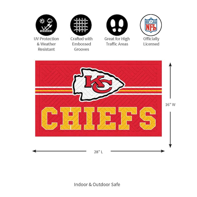 28 in. x 16 in. Embossed Door Mat, Kansas City Chiefs