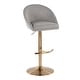 preview thumbnail 63 of 84, Porch & Den Livesey High Back Adjustable Bar Stool with Rounded T Footrest (Set of 2) Grey Fabric/Gold Metal