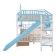 preview thumbnail 34 of 46, Castle Bunk Bed with Slide & Storage Stairs, Wooden Storage Bedframe