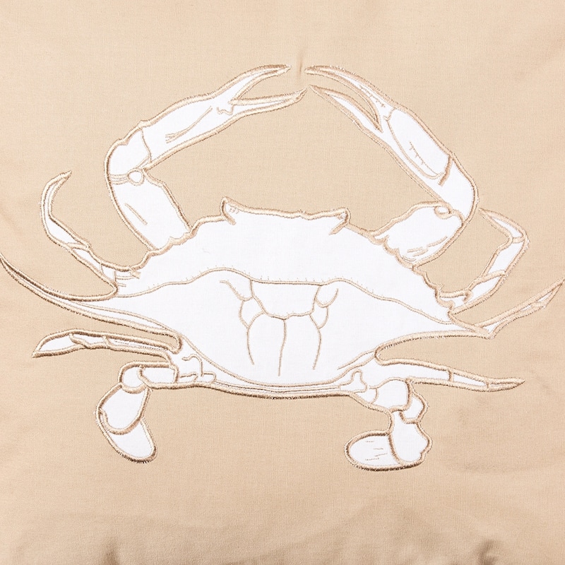 Seaside Crab Applique Throw Pillow