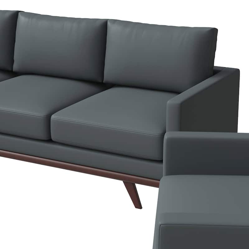 3-Piece Sofa Set Upholstered in Leather with Birch Wood Base Chester Collection