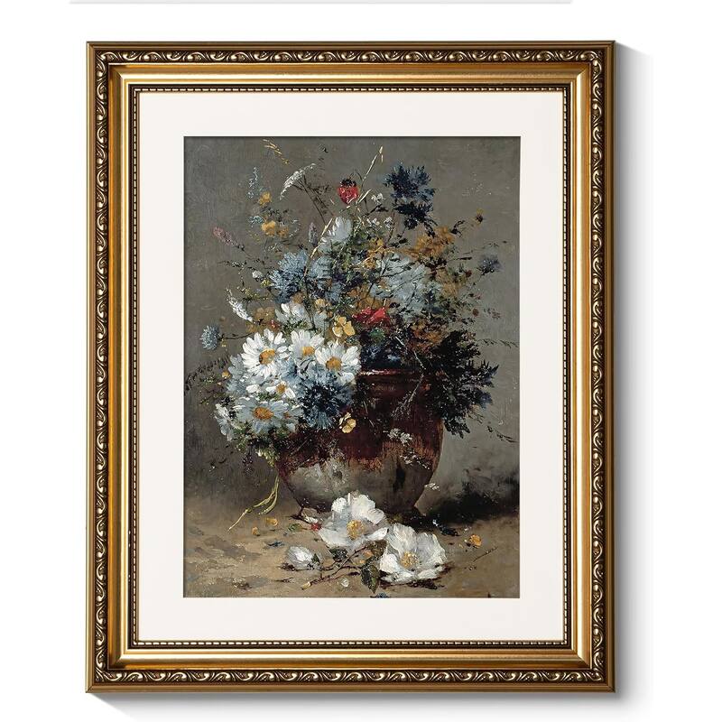 Vintage Gold Framed Daisies Wall Art - 16 x 13