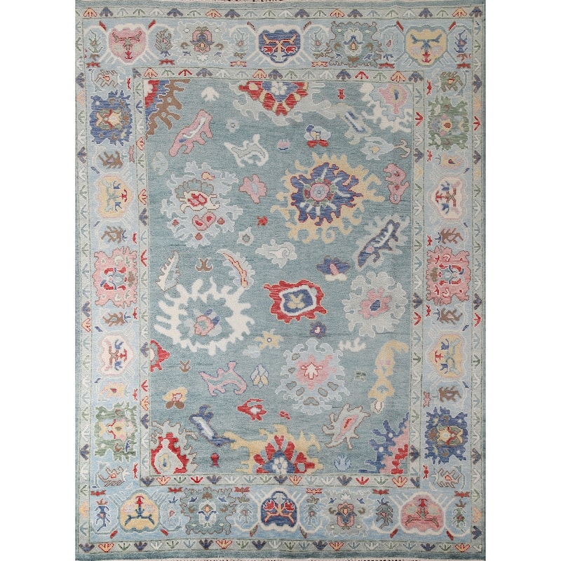 Oushak Style Area Rug Handmade Transitional Wool Carpet - 7'10"x 9'9"