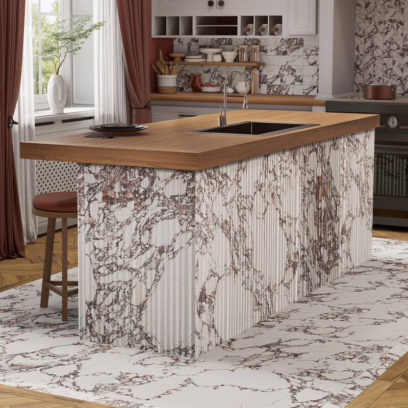 Merola Tile Touche Pleated Deco Rubis 23-1/2" x 47-1/8" Porcelain Floor and Wall Tile - Pallet (8 Tiles)