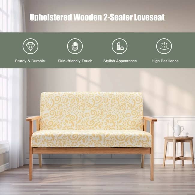 Modern Fabric Loveseat Sofa Couch Upholstered 2-Seat Armchair - 45" x 26.5" x 32" (L x W x H)