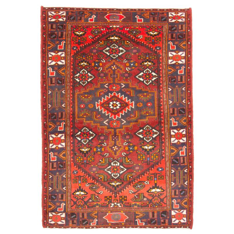 ECARPETGALLERY Hand-knotted Andelz Dark Red Wool Rug - 4'4 x 6'6