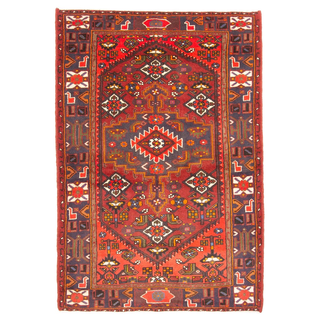 ECARPETGALLERY Hand-knotted Andelz Dark Red Wool Rug - 4'4 x 6'6