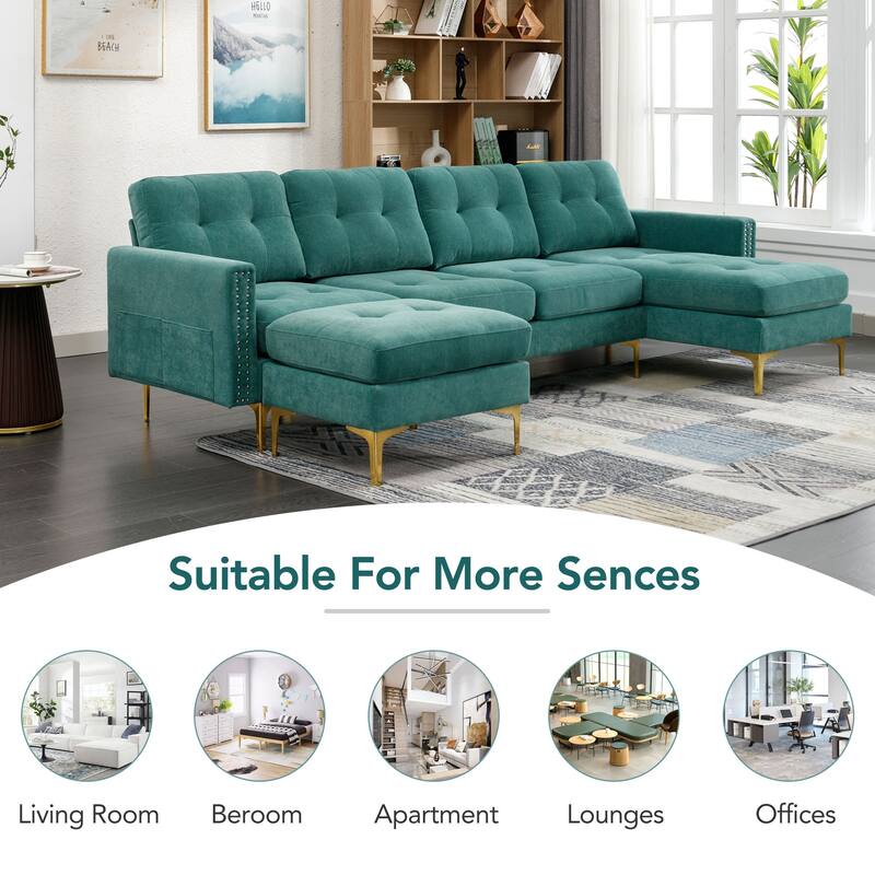 110" L-Shape Convertible Sectional Sofa Couch