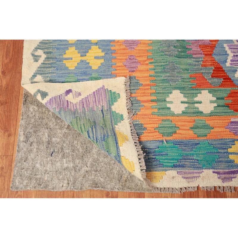 Geometric Kilim Oriental Large Rug Hand-Woven Bedroom Wool Carpet - 10'3"x 16'2"