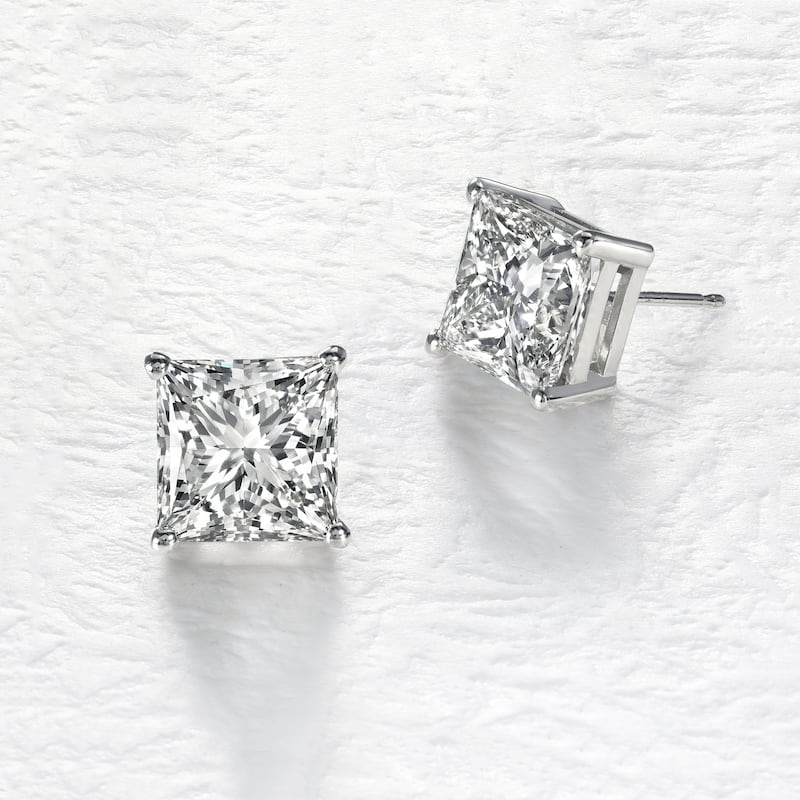 Auriya Natural Princess 4-Prong Diamond Stud Earrings 1.00 to 3.00 ct. tw. Push-Back (H-I SI)