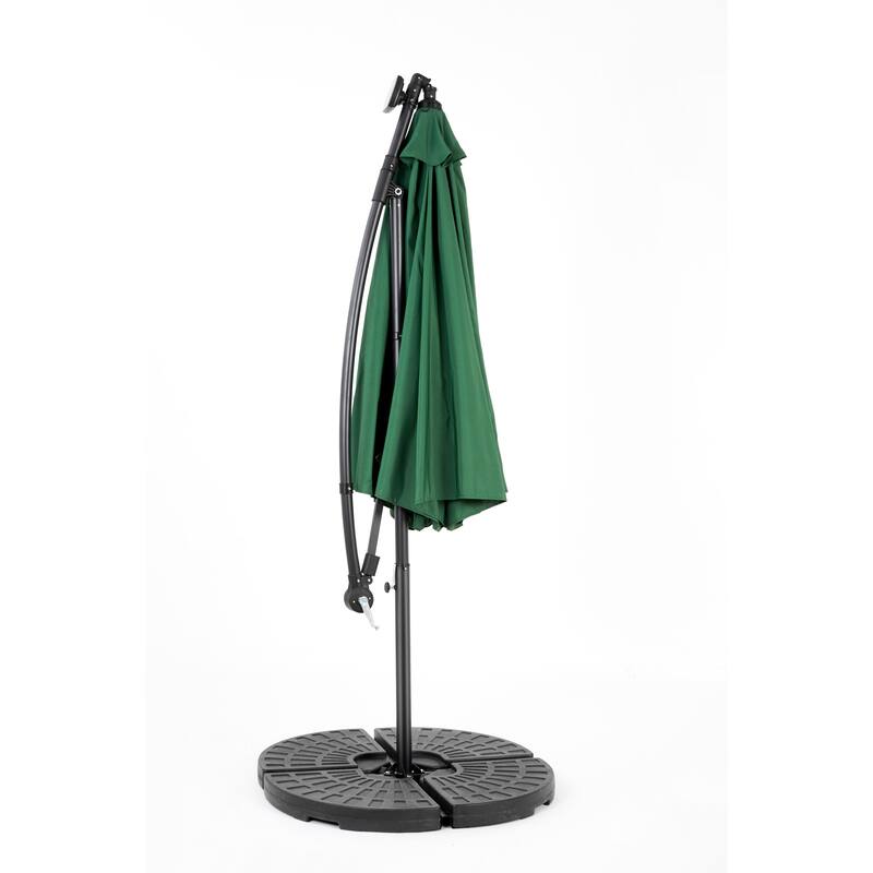 Solar Outdoor Umbrella Hanging Outdoor Umbrella with 40 LED Lights, for Garden and Outdoor Poolside(Dark Green)