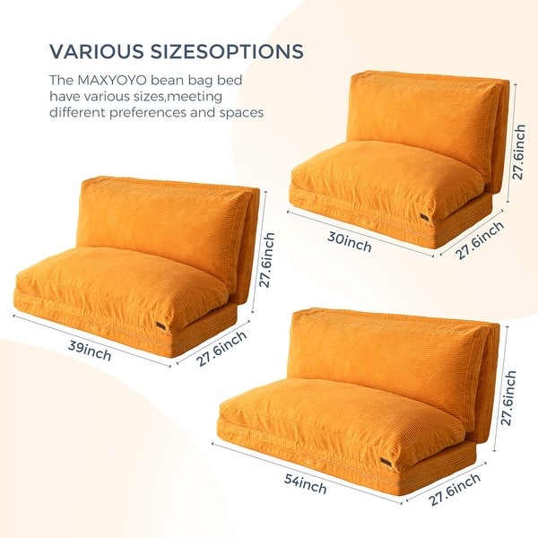 dimension image slide 1 of 31, Corduroy Bean Bag Folding Sofa Bed