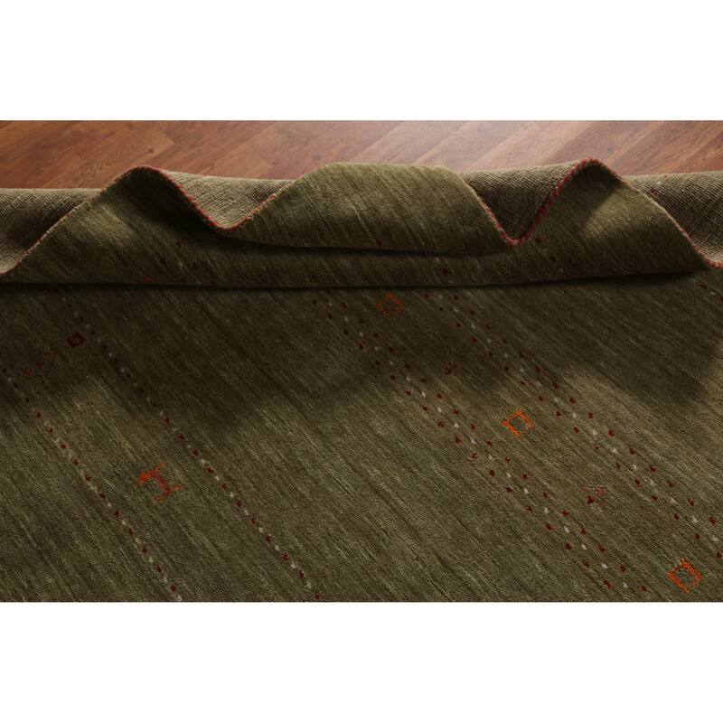 Green Gabbeh Indian Area Rug Handmade Tribal Modern Wool Carpet - 5'1" x 7'7"