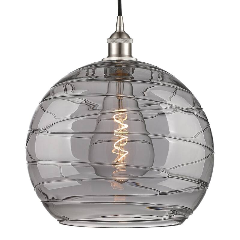 Innovations Lighting 616-1P 15 14 Athens Deco Swirl Pendant Athens - Brushed Satin Nickel / Light Smoke Deco Swirl