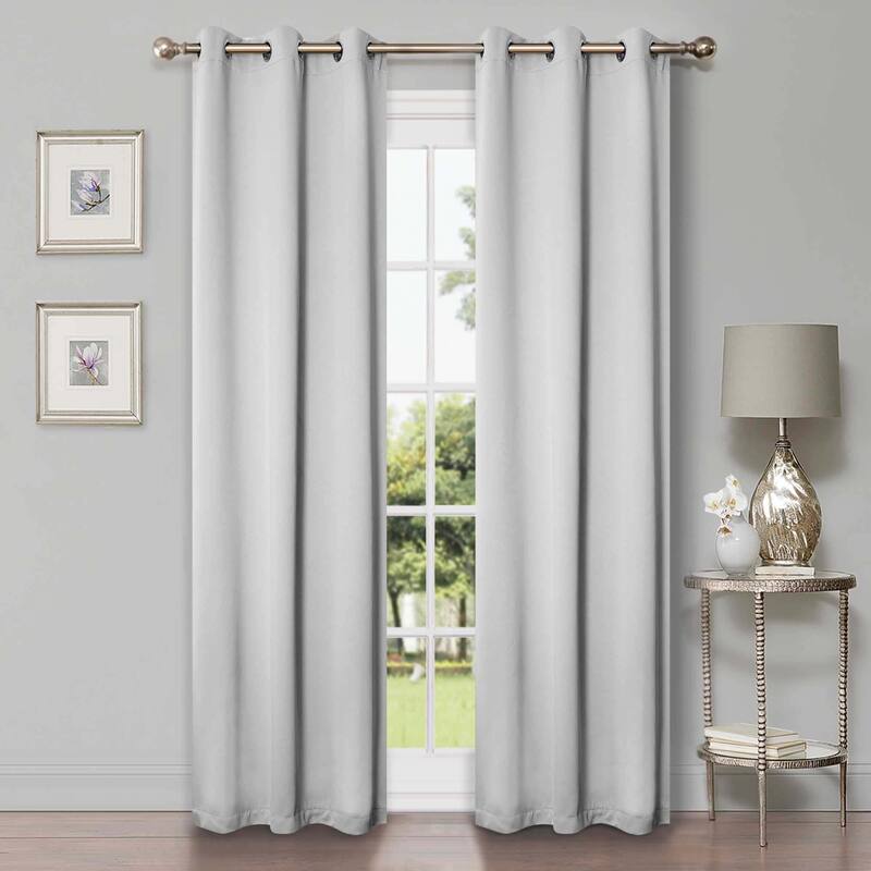 Superior Solid Machine Washable Room Darkening Grommet Curtains, Set of 2