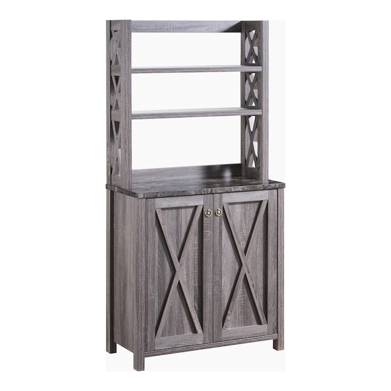 Figg Rustic Wood Multi-shelf Microwave Cabinet by Furniture of America