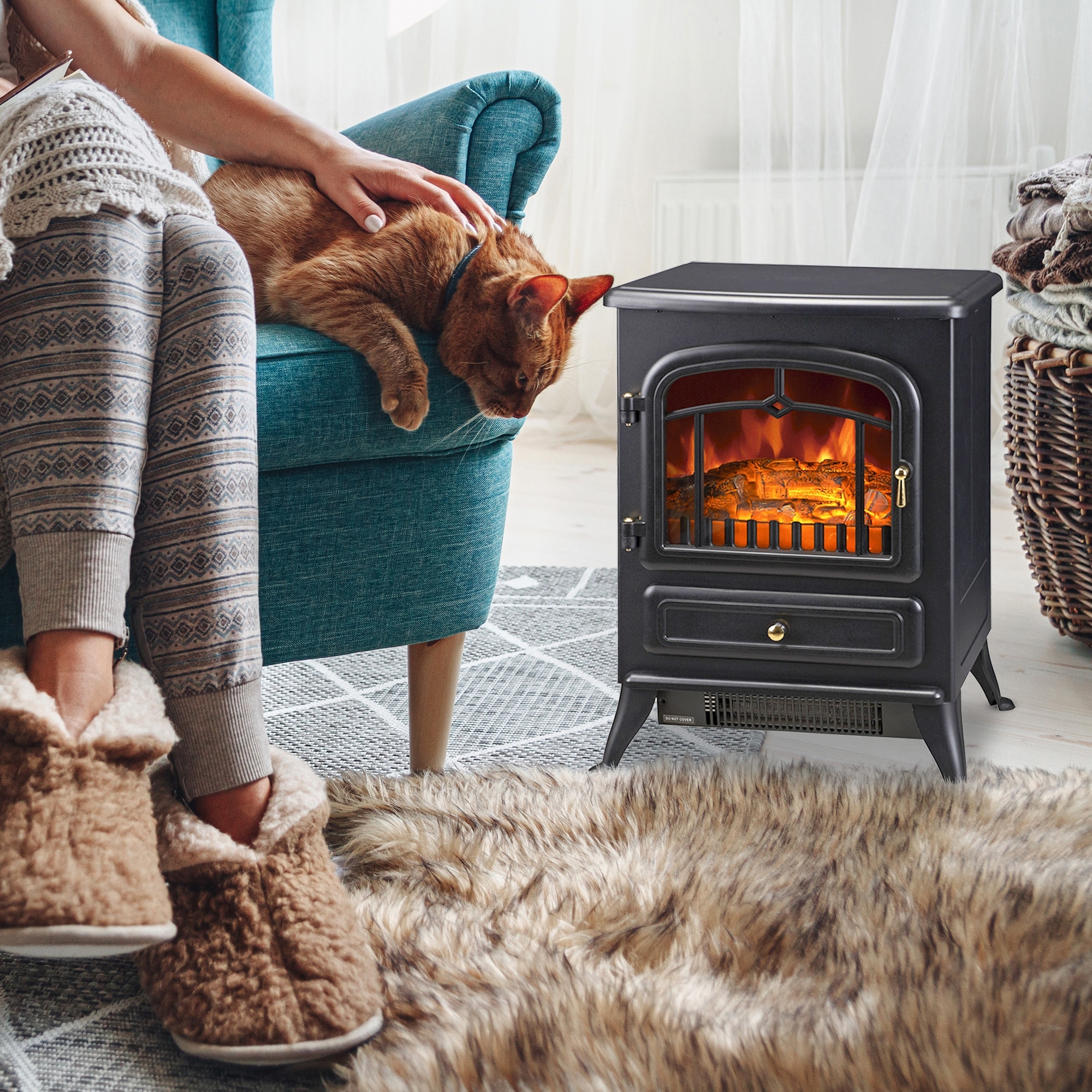 Homcom 16 1500w Standing Electric Wood Stove Fireplace Heater Black for sale online eBay