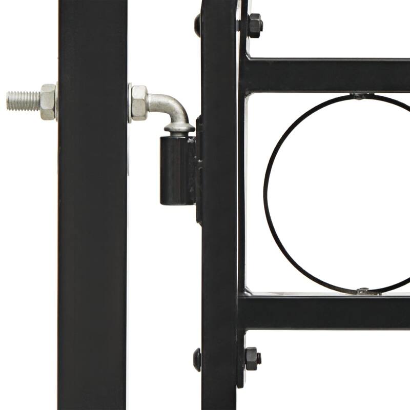 vidaXL Fence Gate Double Door with Arched Top Steel 157.5x68.9" Black - 157.5 x 68.9"