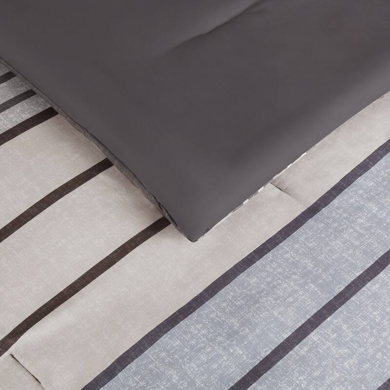 Serta Simply Clean Conrad Variegated Stripe Antimicrobial Comforter Set