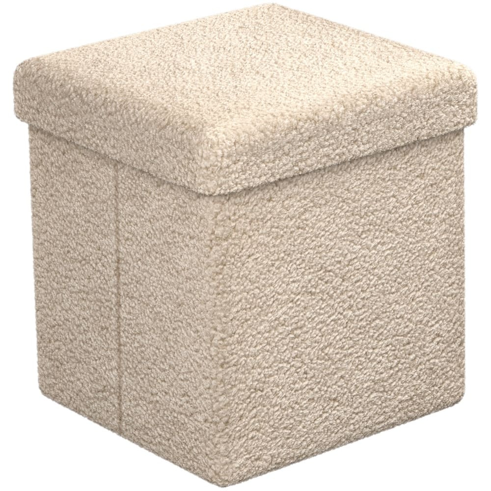 Sorbus Teddy Storage Ottoman Square Soft Sherpa Plush Tufted Footstool