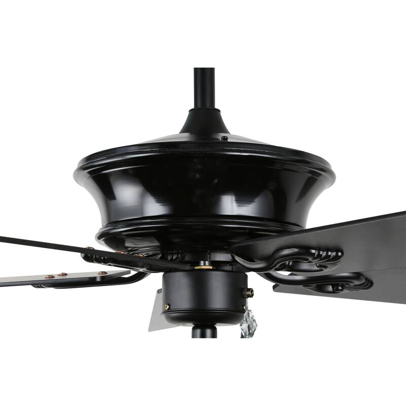 Oaks Aura 52in. Modern Royal Flora Glam Crystal Ceiling Fan 5 Reversible Blades Chandelier With Remote Control
